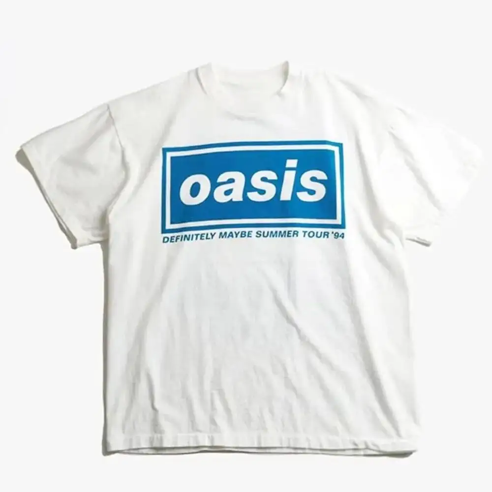 

2025 Summer Oasis Band Rock T-Shirt Retro Punk Print Loose Breathable Casual Short Sleeve Tshirt Camisetas Surf Men Women
