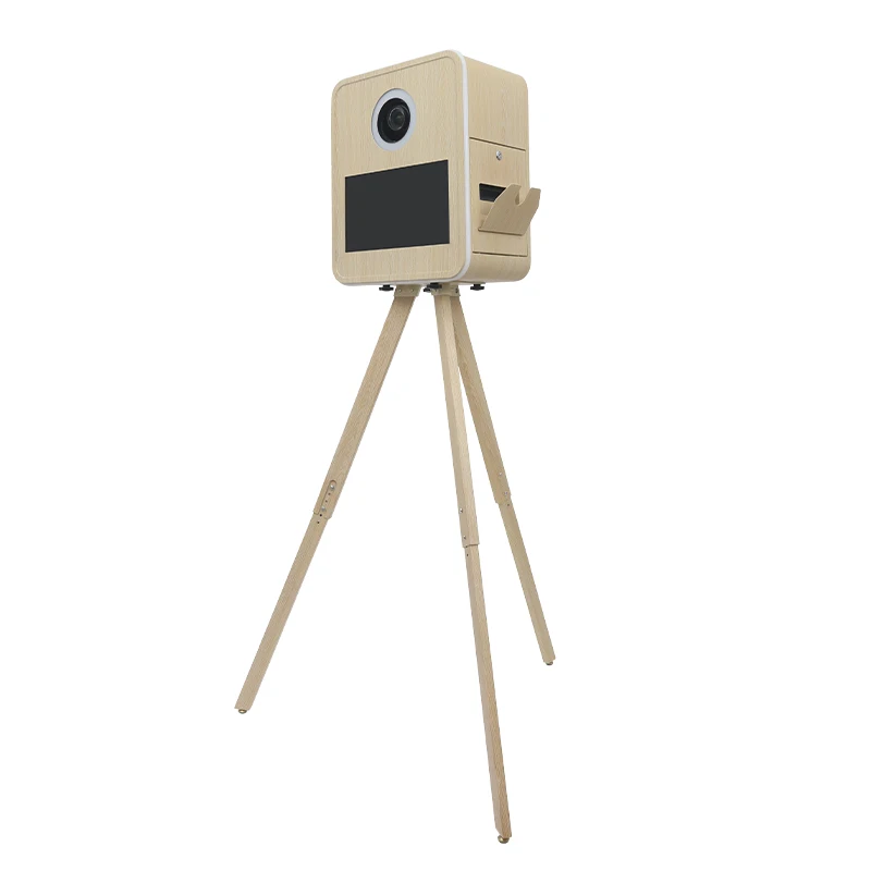 

New Arrival Vintage Wooden Grain Photo Booth 15.6 Touch Screen Photobooth Machine with Printer and Camera