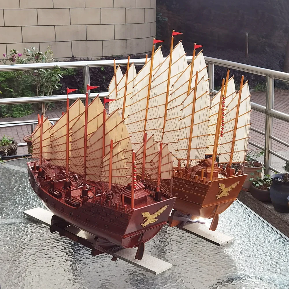 Qianlong Imperial Ship Model Smooth Sailing Sailing Ship Decoration Solid Wood Chinese Style Decorative Ship Antique Home Gift