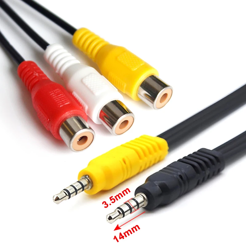 1/2/5PCS 3.5MM Jack To 3 RCA Female Cable Video Component AV Adapter Cable 3RCA Yellow White Red for Speaker TV Box CD DVD