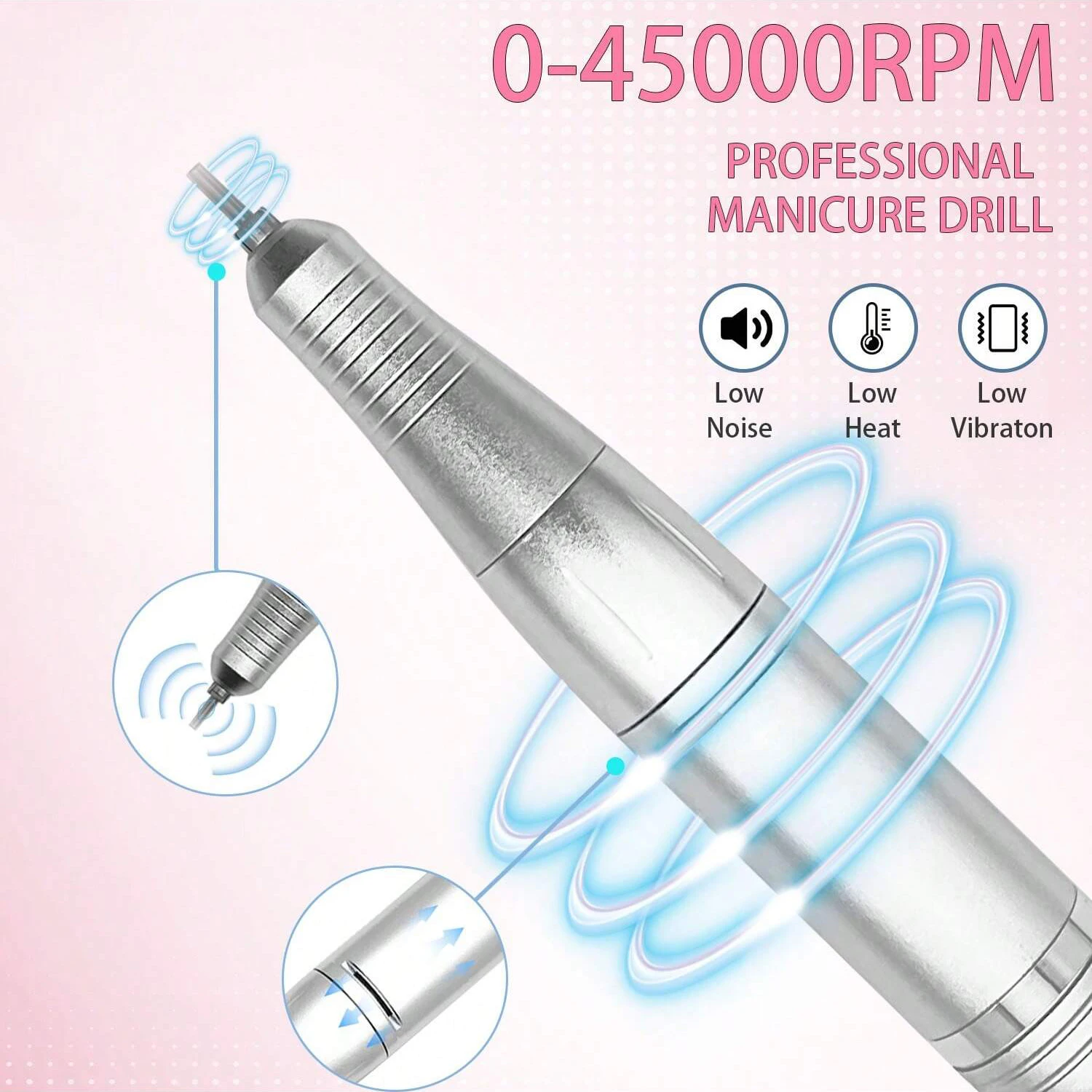 Perceuse à ongles professionnelle 45000 tr/min, outils pour enlever le vernis Gel, lime à ongles Portable pour les ongles en Gel acrylique, outils d'art des ongles