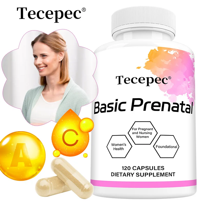 Tecepec Basic Prenatal - Folic Acid Blend for Pregnant and Breastfeeding Women, Vitamins and Minerals, Choline Supplement