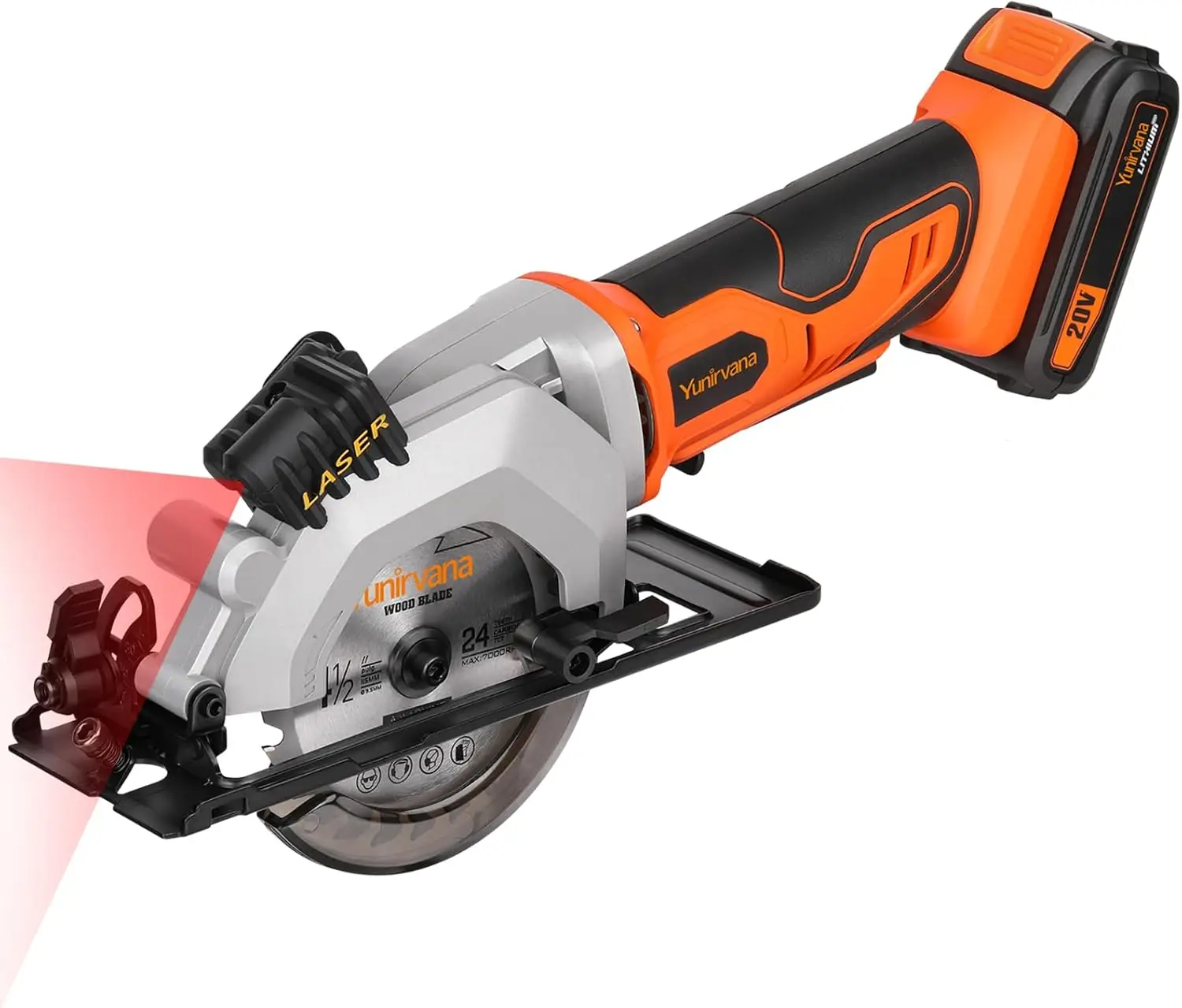 

Mini Circular Saw, 20V Cordless with Laser Guide, Adjustable Depth & Angle for Precision Cutting