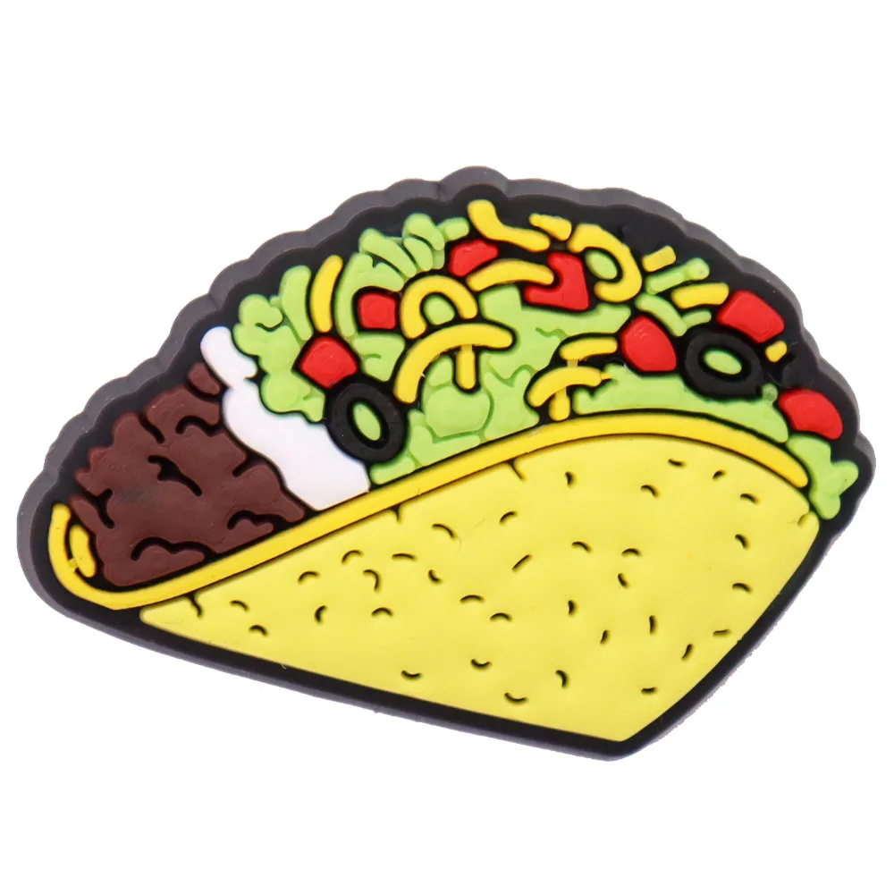 Hot Sales 1Pcs Pizza Sushi Ice Cream Taco Pop Corn Charm Kids Snacks Shoe Buckle Decorations Fit Birthday Gift