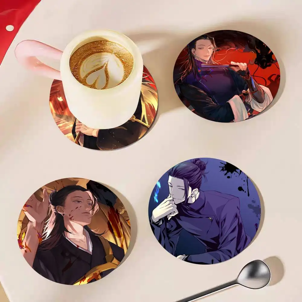 Anime Jujutsu Kaisen Getou Suguru Round Wooden Coasters Suitable For Restaurants And Coffee Home Gift Choice Holidays