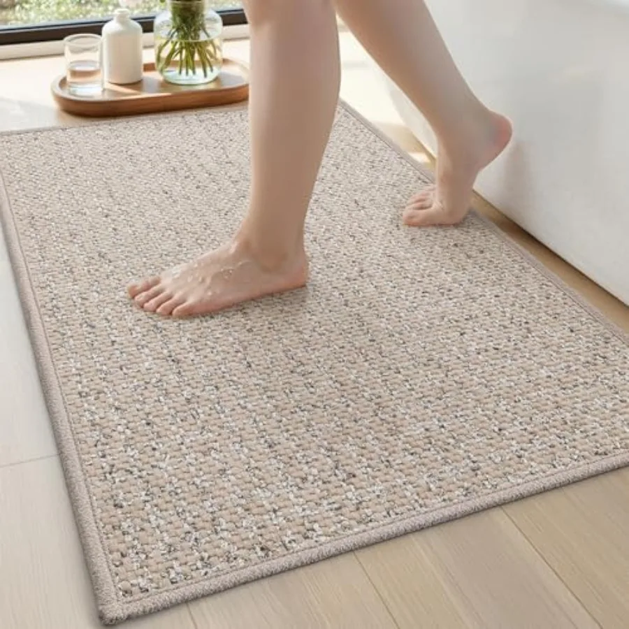 

Bathroom Rug Non Slip Washable, 24x36 Ultra Thin Bath Mat, Absorbent Quick Dry with Rubber Backing, Low Pile Bath Rugs for Show