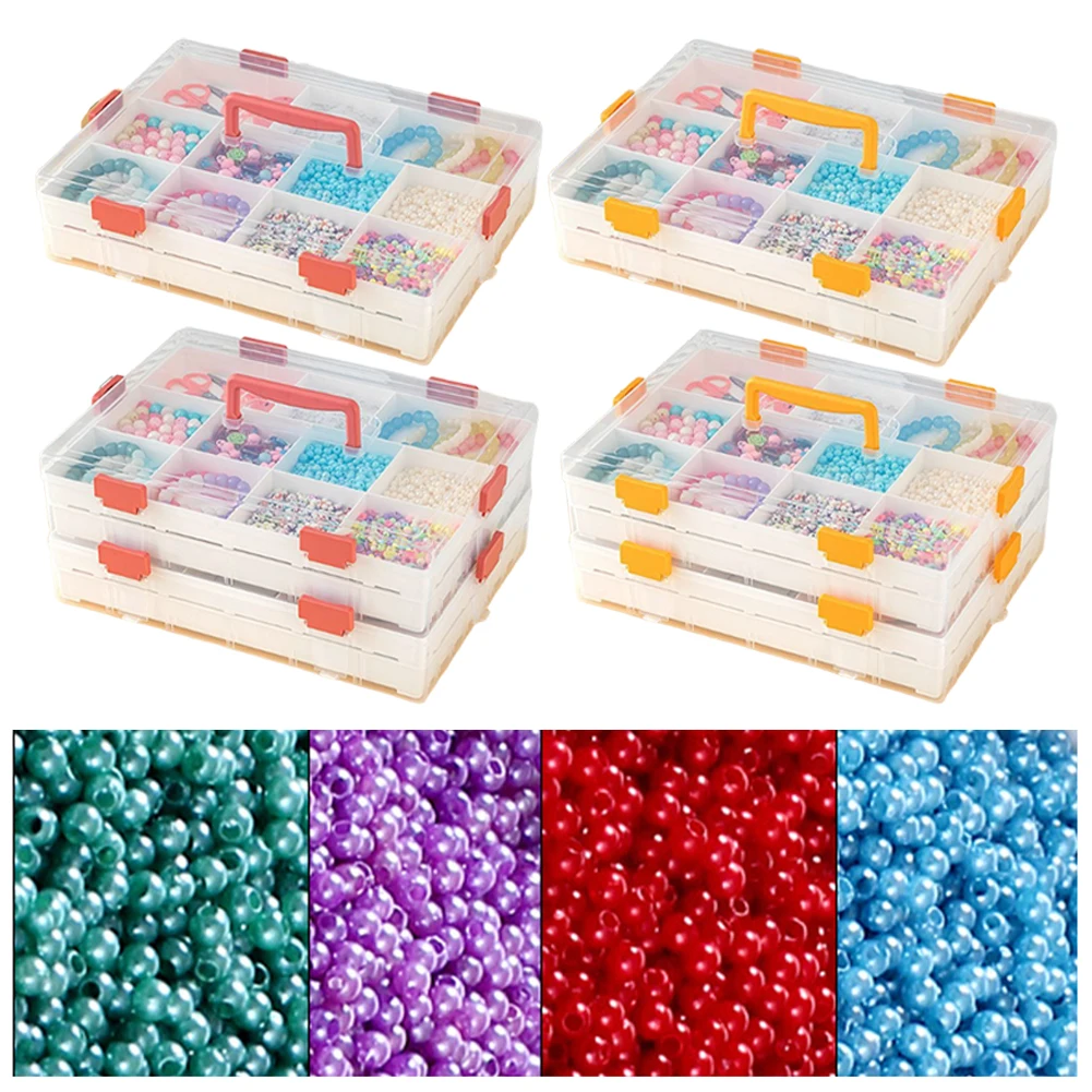 2/4 Layers Plastic Jewelry Bead Storage Container DIY Art Craft Accessory Organizer Case Plastic Jewelry Craft Storage Container