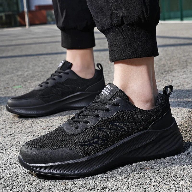 HKIMDL Casual Shoes for Men Sneakers Lace-Up Black Gym Light Walking Running Shoes Suitable for Daily Life and Sports 39-48