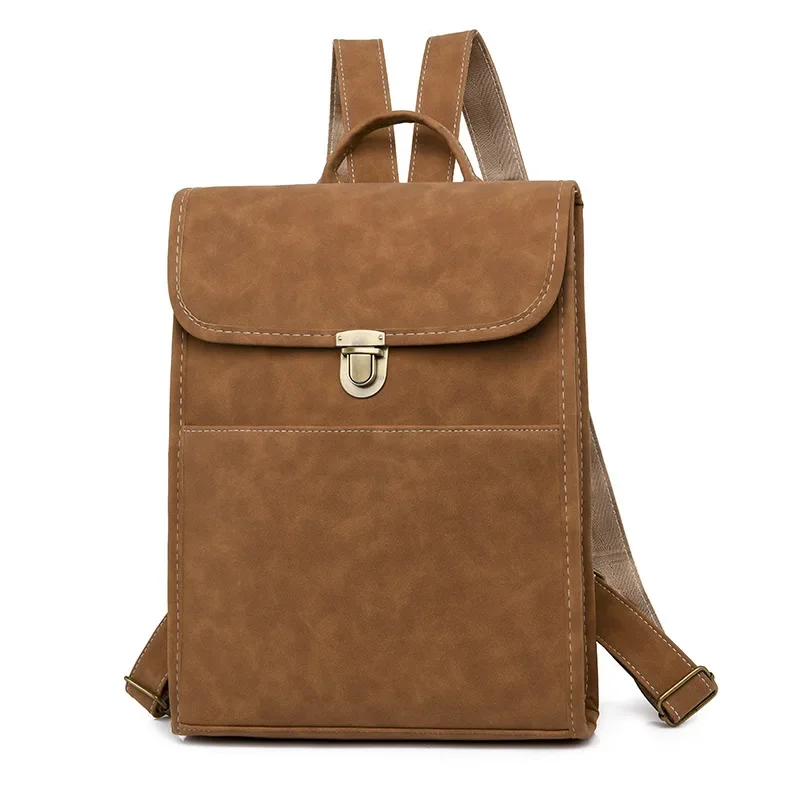 Mochila Retro para mujer, bolso de hombro sencillo a la moda para ordenador portátil de 13,3 pulgadas, mochila vintage de cuero PU, perfecta para viajes al aire libre