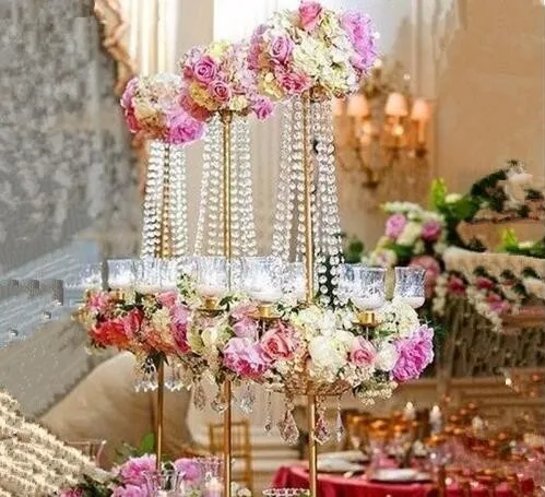 

New Hot Sell 96 Cm(H) Wedding Crystal Table Centerpiece Crystal Chandelier Flower Stand Banquet Decorationpcs