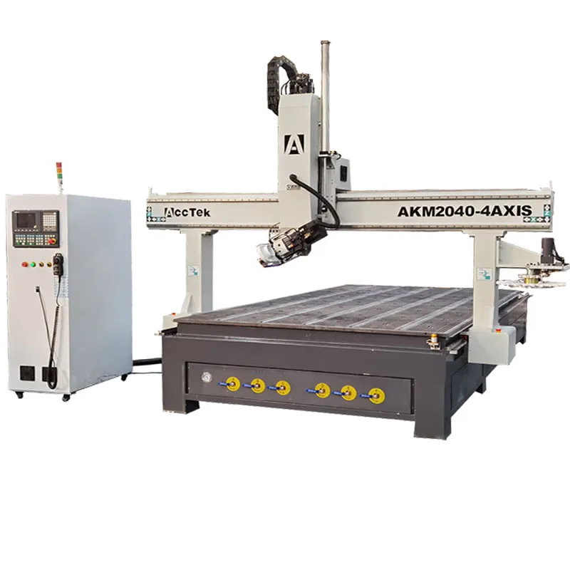 4 Axis cnc Router Big Work Area AKM2040-4A China 3D CNC Router CNC Wood Engraving Machine