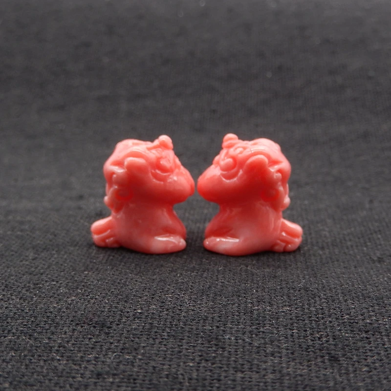 Semi-precious pink conch shell (made from shell powder, color enhanced) carved unicorn pendant beads