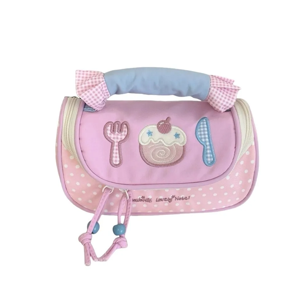 

Сумка для канцелярских принадлежностей с рисунком щенка, настольная сумка для хранения торта, бабочки, пенал в корейском стиле, большая вместимость, розовый/синий/кофейный