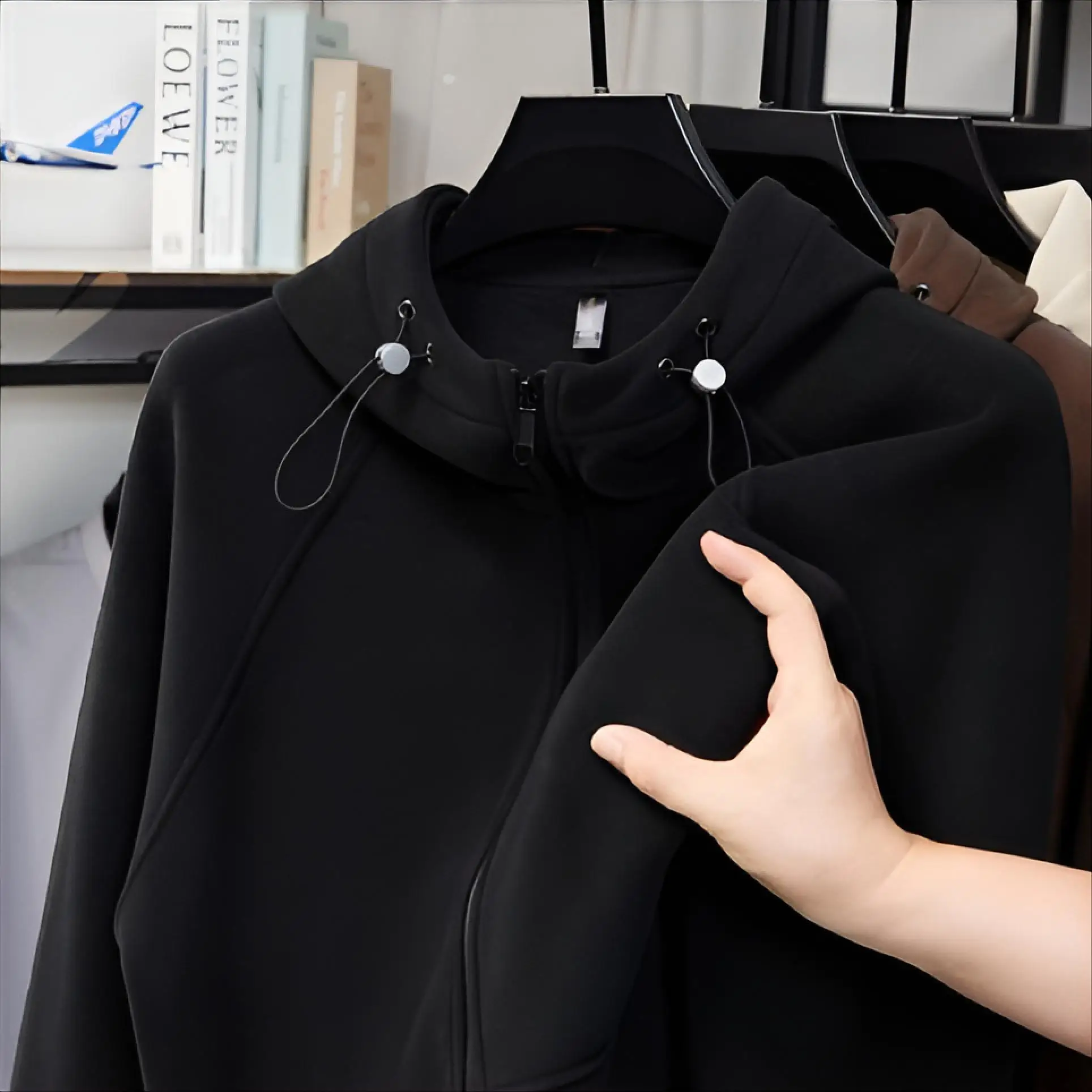 เสื้อสเวตเชิ้ตผ้าฟลีซมีฮู้ด เสื้อผ้าผู้หญิง สำหรับฤดูใบไม้ร่วง แขนเสื้อแบบแร็กแลน ชุดกีฬา ลายถัก สไตล์ลำลอง ใส่ได้ทั้งชายและหญิง สไตล์แอคทีฟ