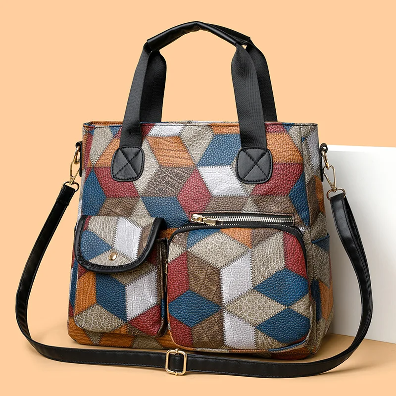 Torebka damska Damska torba na ramię Modna torebka Skórzana torba w stylu vintage Torebka o dużej pojemności Pochylona torba na ramię Torba mamy