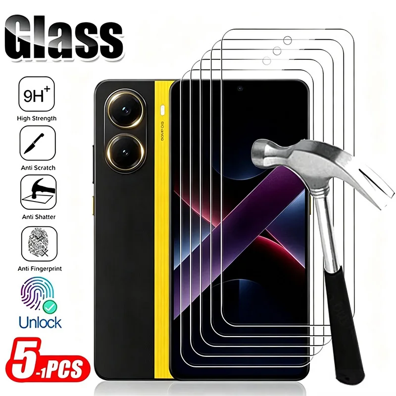 Защитное стекло для Poco X8 Pro Max, защитная пленка для экрана Poco F8 Ultra F7 Pro, полное покрытие, защитная стеклянная пленка, разблокировка по отпечатку пальца