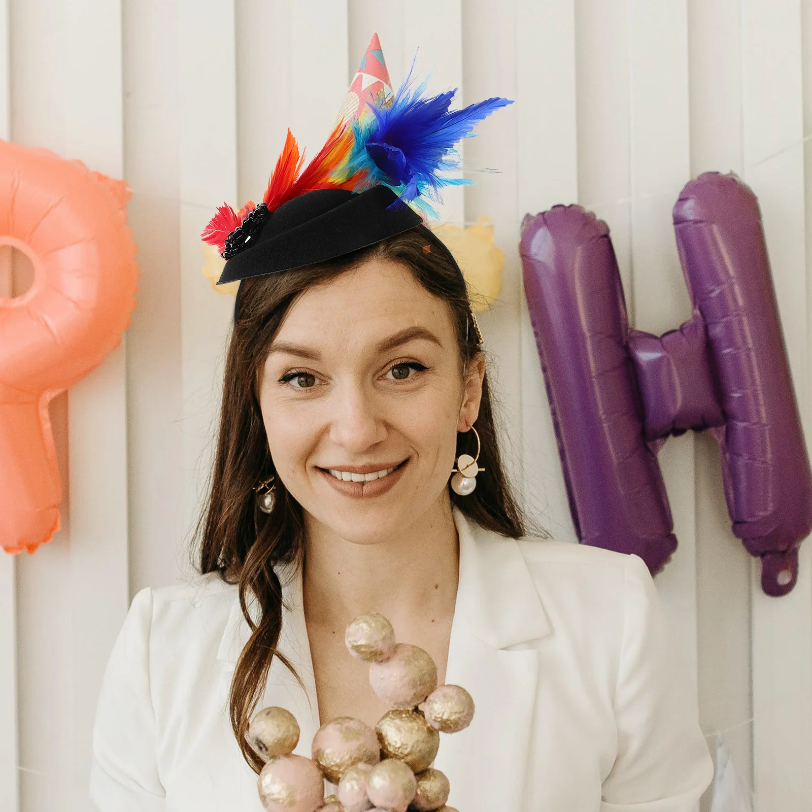 

Colorful Plume Fascinator Headpiece Lightweight Comfortable for Women Wedding Carnival Party Banquet Accessories