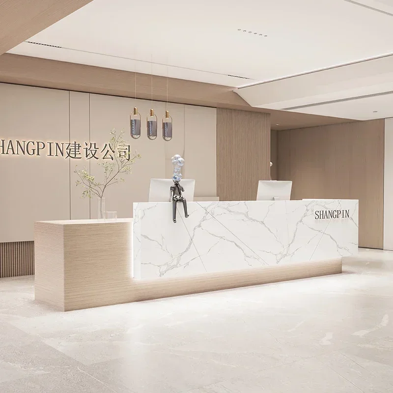 Front Desk Reception Counter Clothes Furniture Luxury Aesthetic Center Decor Executive Office Beauty Salon Muebles Table