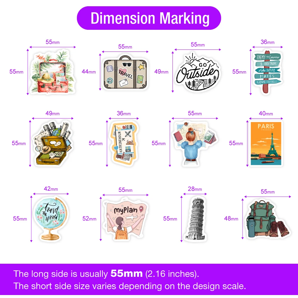 여행 휴가 여행 휴가 스티커, DIY 선물 데칼, 노트북 전화 스크랩북 수하물 장식 병, 방수 그래피티