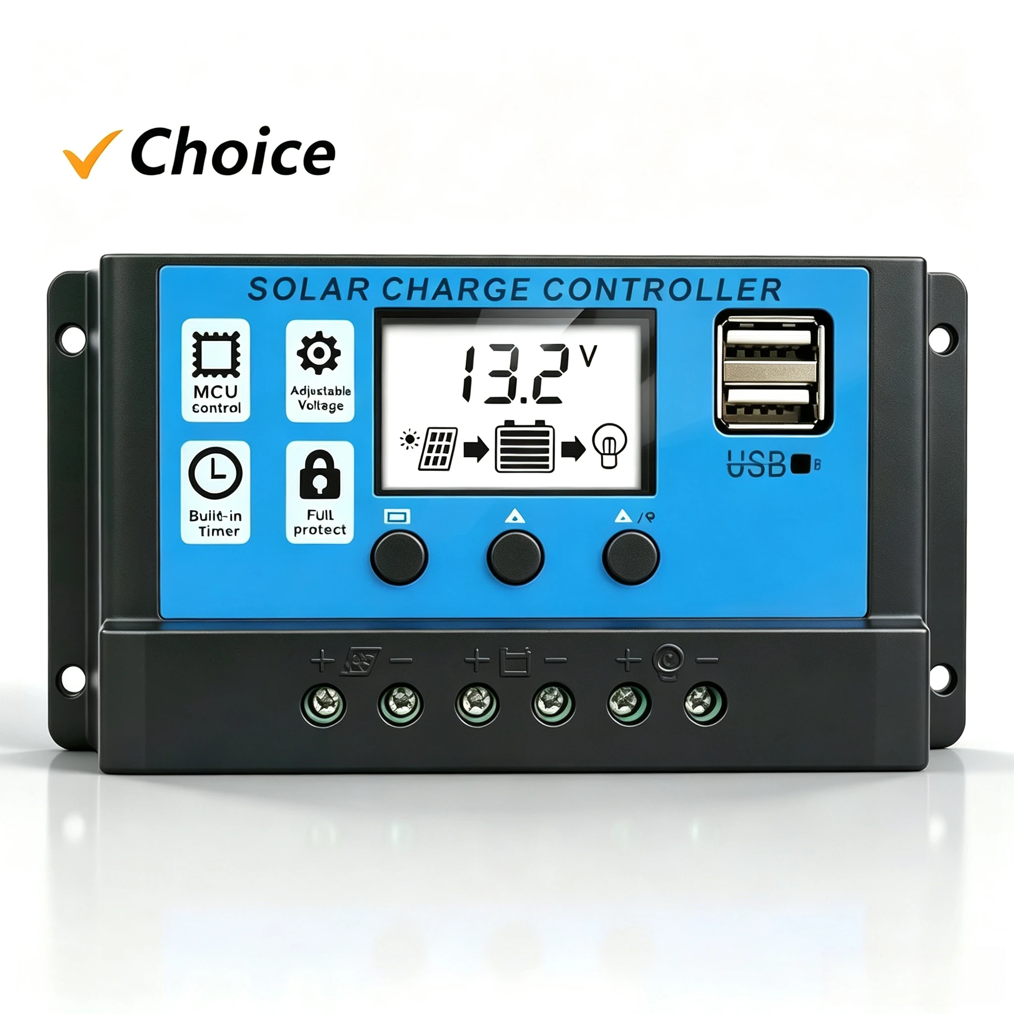 100A Solar Charge Controller Solar Panel Controller 12V/24V Adjustable LCD Display Solar Panel Battery Regulator With USB Port