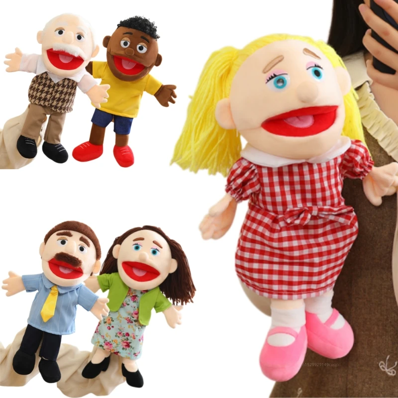 Funny Puppet Doll 38cm Family Series Hand Puppet Role Play Bedtime Story Props Family Playing Toys Doll Educational Toy
