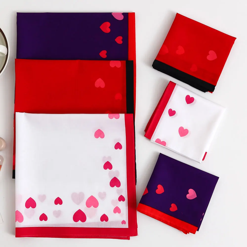 Women's Pure Cotton Handkerchief, Elegant, Soft and Comfortable Cotton Handkerchief, Romantic Heart Wedding Season Bride's Souvenir Flap Pocket Pants Scarf