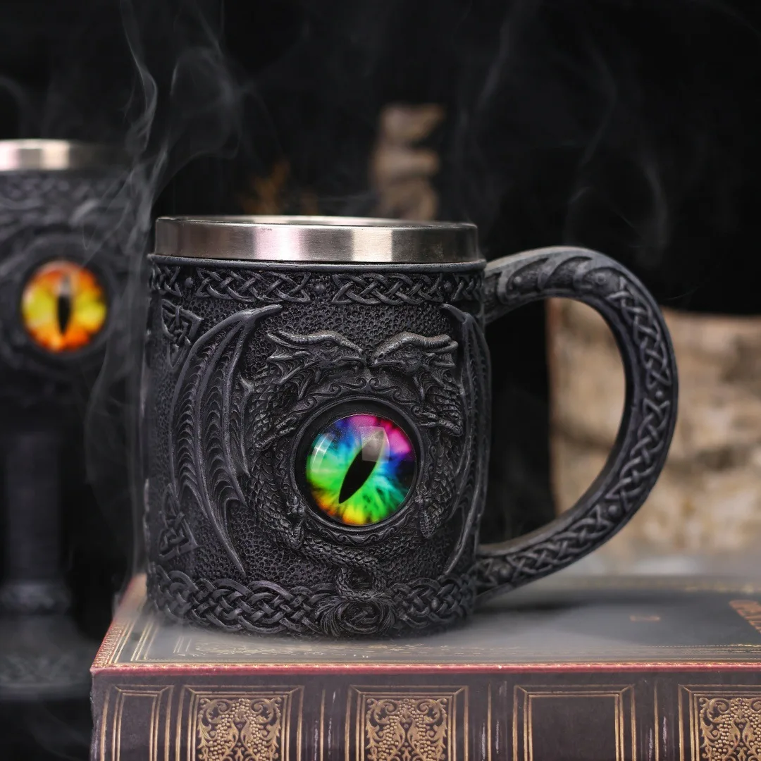 Dragon Eyes Beer Cup Personalized Dragon Shaped Mug Coffee Cup Dragon Statue Water Cup Stainless Steel Inner Liner