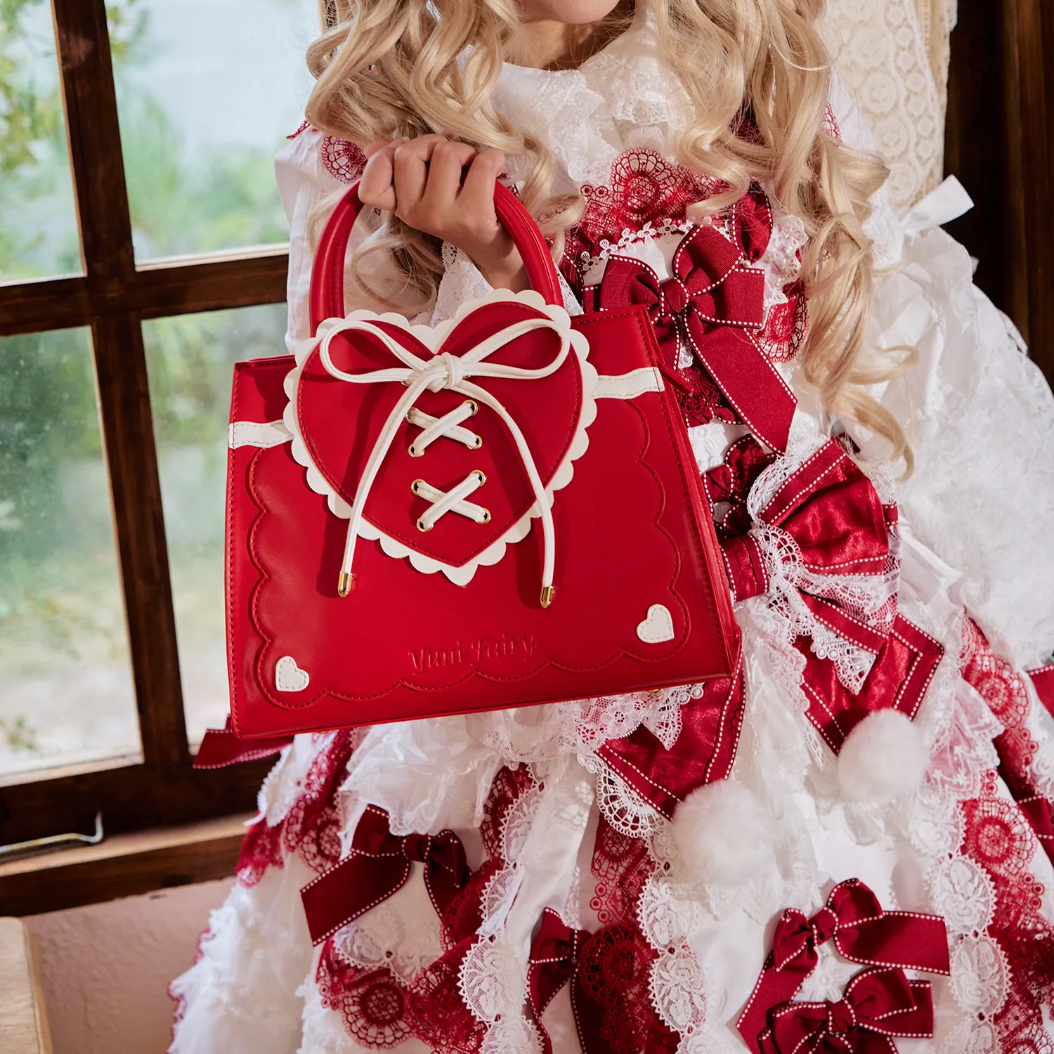 Girls Kawaii Sweet Lolita Heart Crossbody Bags Cute Bow Tote Bag for JK Cosplay Girls Daily Fashion Handbags for Women