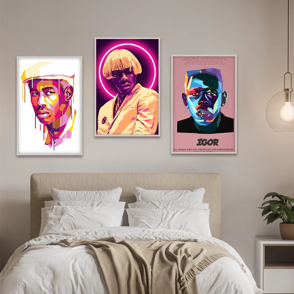 3 canvas posters, Tyler The Creator Flower Boy Band Music Retro Poster Canvas Painting and Prints Wall Art for Home Room