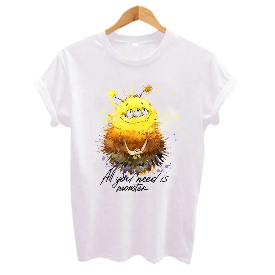 Women's O-Neck Cartoon Printed T-shirt, Female Tops, Cute, Casual, New Brand, Summer t shirt2024