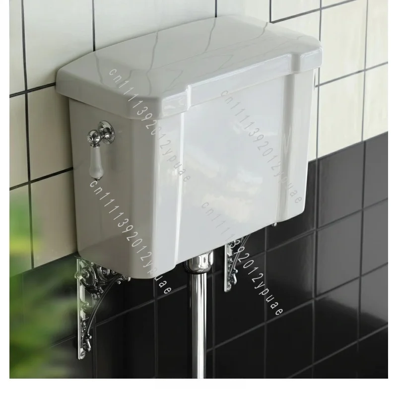 Retro Wall Mounted Ceramic Flush Tank, High Impact Water Storage Unit, Separate From Squat Pan