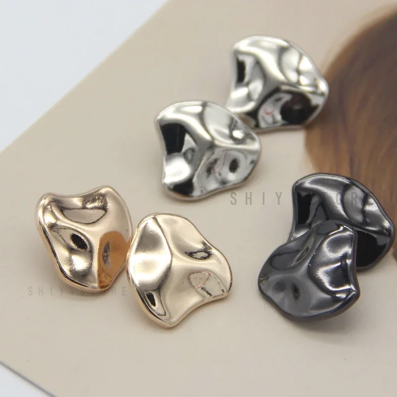 6pcs 19/24mm Irregular Stone Black Gold Metal Button For Clothes Coat Blazer Decorations Handmade Needlework Sewing Accessories