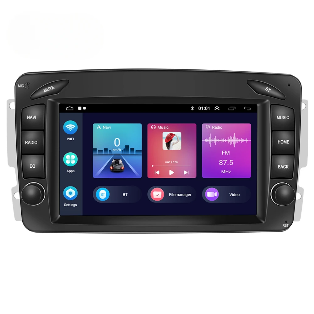 for Podofo Android  Car Stereo Radio 2+32G 7'' Carplay Android Auto GPS RDS HIFI with AHD Camera For Mercedes-Benz W209