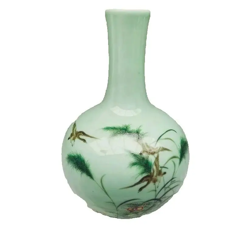 

Chinese Old Porcelain Celestial Ball Vase with Pink Flowers And Birds Pattern Antique collection Decorative Artware