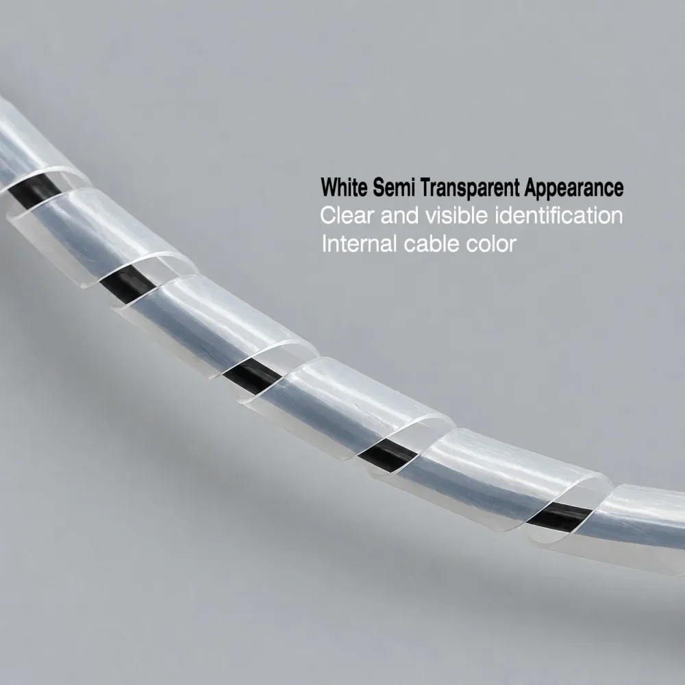 Flexible Spiral Cable Wrap Wire Protector Sleeve White ID4‑30mm Line Organizer Winding Cable Cover Pipe Wire Harness Protection
