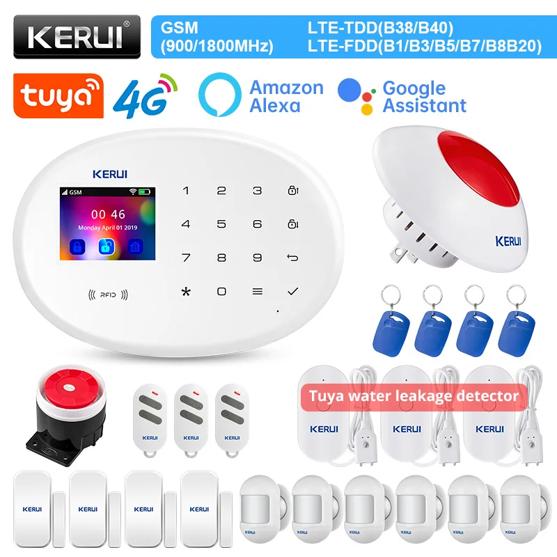 

KERUI W204 4G GSM WIFI Tuya Smart Home Alarm System Kit Wireless Alarm Security System Motion Sensor IP Camera Control RFID Card