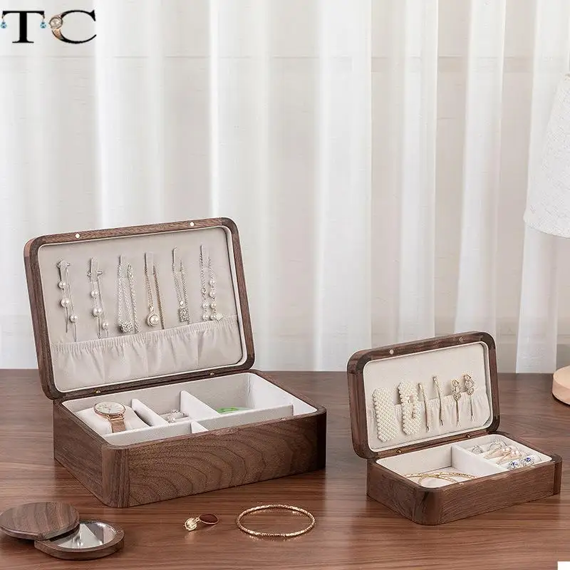 Jewelry Storage Box Wooden Jewelry Display Collection Box Ring Earring Storage Box Retro Bracelet Necklace Large Collection Box