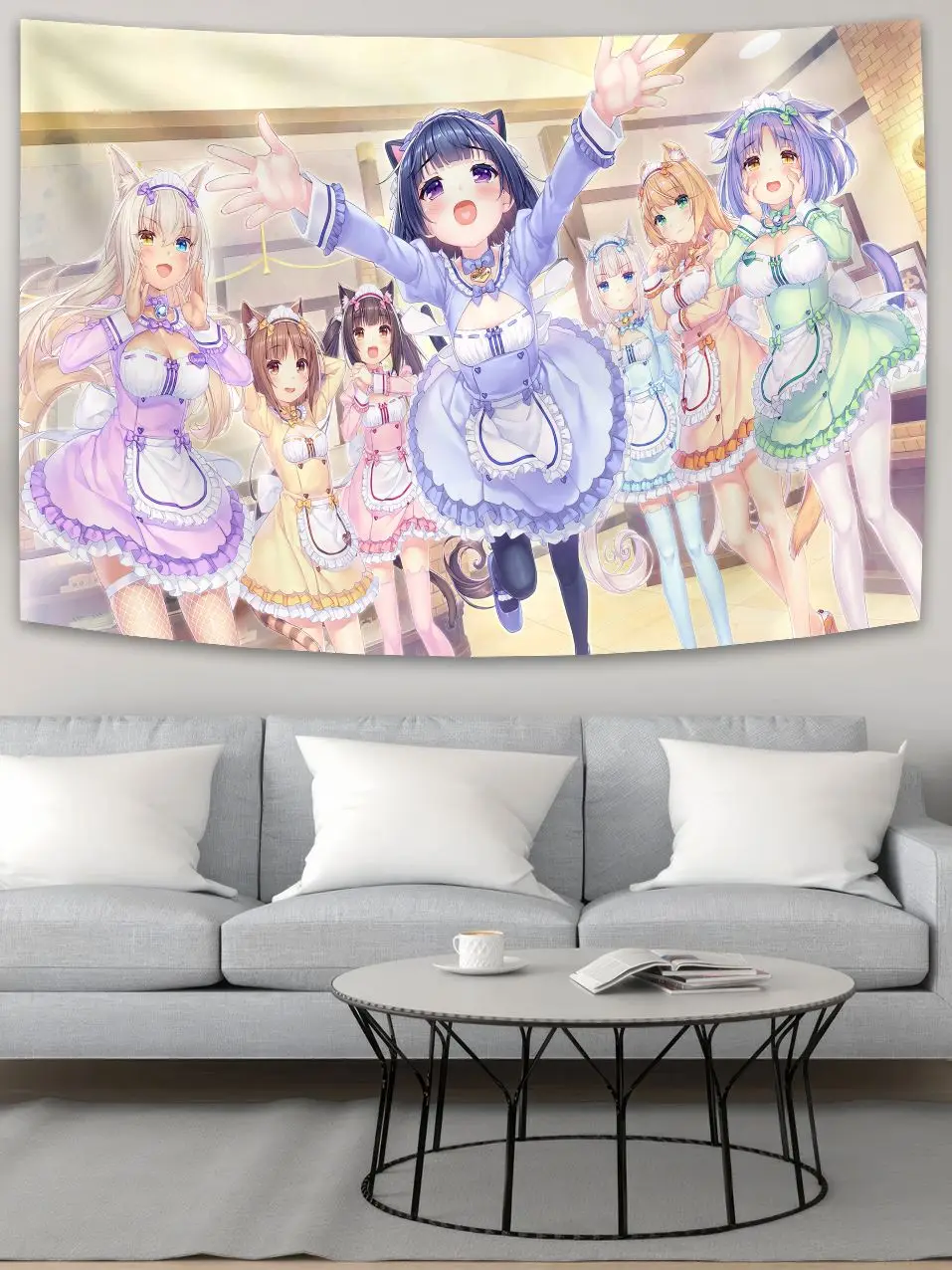 90x150cm Nice NEKOPARAs Anime Colorful Tapestry Wall Hanging Bohemian Wall Tapestries Mandala