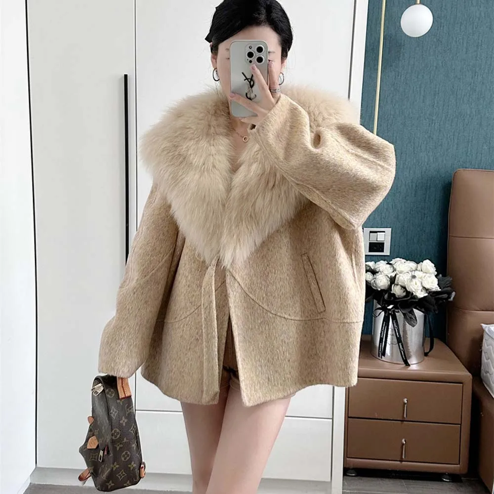 

Новинка 2025 года, двухсторонняя зимняя одежда, женская куртка из натуральной шерсти, женская модная шуба из натурального меха, шерстяная одежда, женская одежда