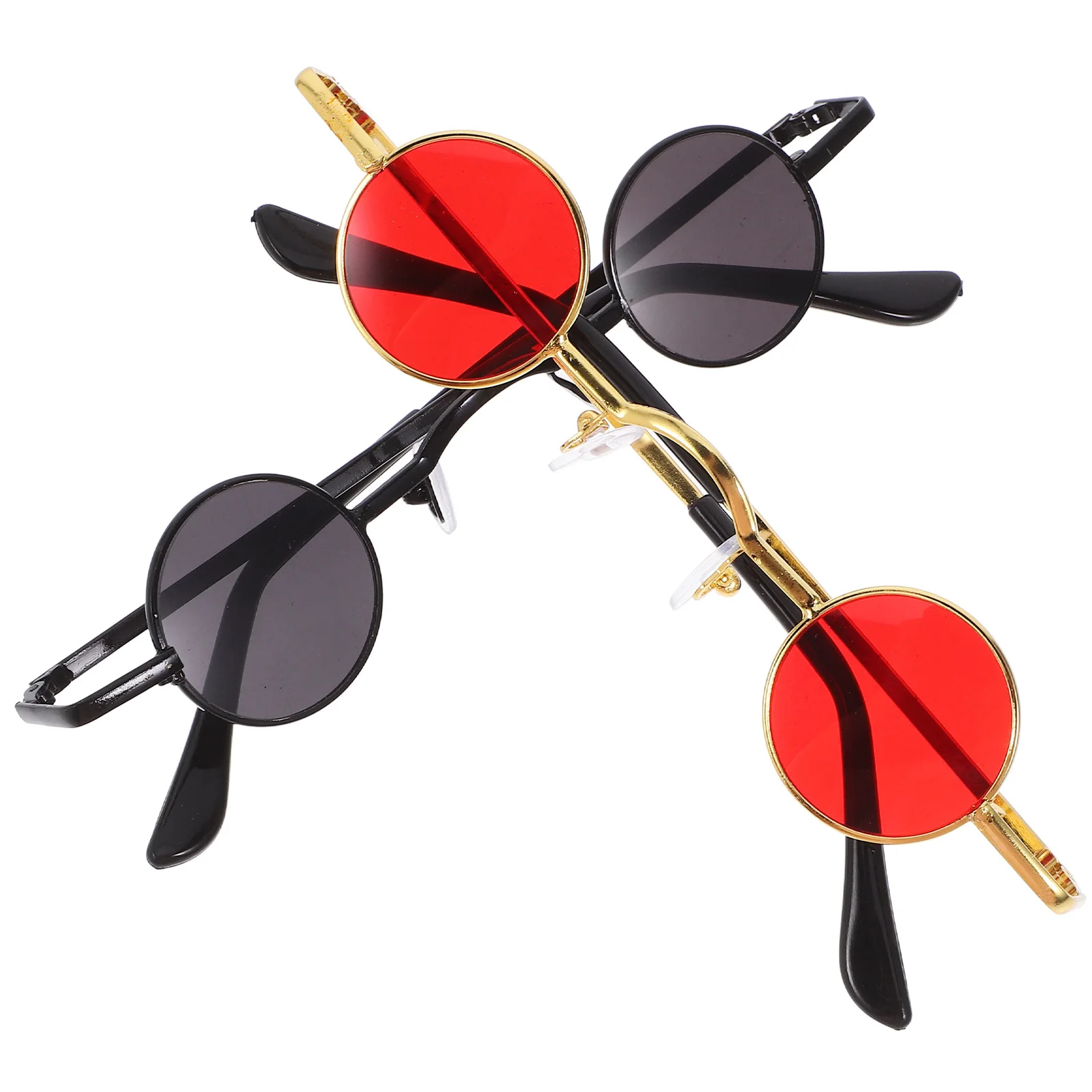 

2Pcs Vintage Round Sunglasses Retro Small Circle Hippie Eyeglasses Fashion Sunglasses Party Eyewear Eye Protection