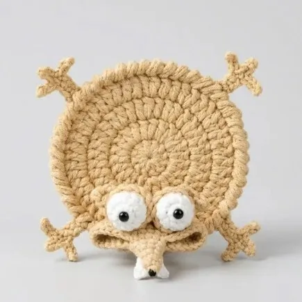 Posavasos de Animales Tejidos a Mano, Posavasos Creativos de Ganchillo para Tazas de Café, Decoración de Escritorio