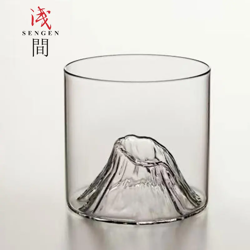 Designer Liu Siyu New Work EDO Fuji  Whiskey Glass Bottom Raised Ice Mountain Tumbler for Drink Tea Liqueur XO Wine Cup