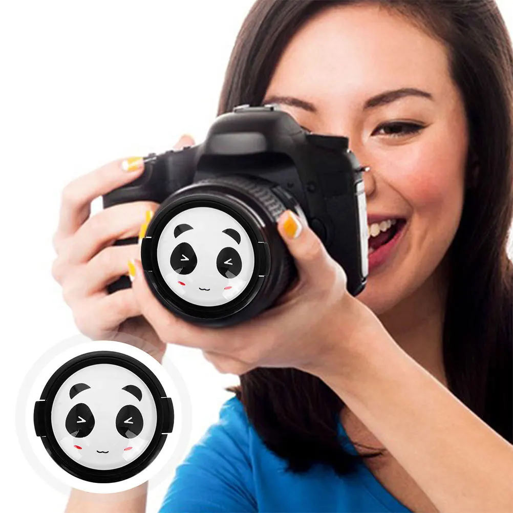 

2Pcs Universal Panda Design Camera Lens Cap Protective Center Pinch Lens Cover 58mm Cap Camera Cover Universal