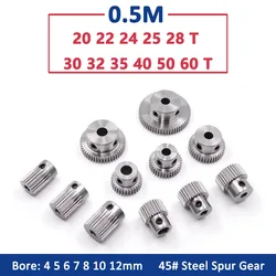 1pc 20T-60T 0.5M 45# Steel Spur Gear with Step 0.5 Module 20 22 24 25 28 30 32 35 40 50 60 Teeth Motor Gear Bore 4 5 6 7 8-12mm