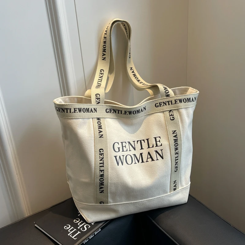 

Высококачественная женская сумка, повседневная парусиновая сумка на плечо, брендовая сумка с буквенным принтом, простая дорожная сумка, сумки для покупок большой вместимости