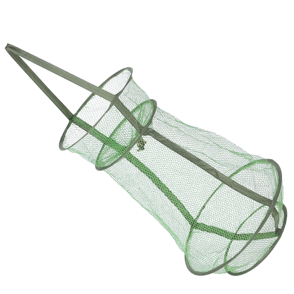 

Durable Nylon Coated Fish Basket Easy Clean Fishing Accessories Reusable Collapsible Mesh Catching Netting For Fish Crab Shrimp
