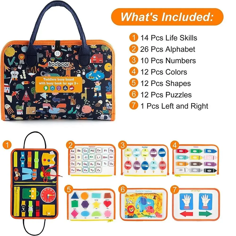 Creative Cute Felt Busy Board Life Skills DIY Toddlers Montessori Toys Portable Educational Sensory Education Book Children Gift