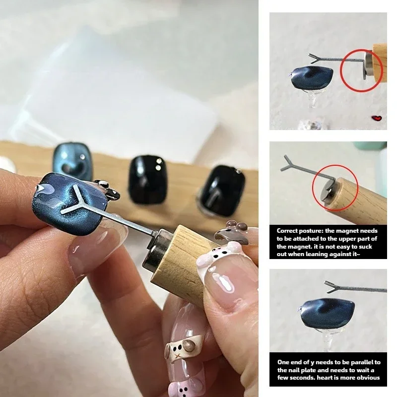 하트 모양의 자기 네일 도구 세트 매니큐어용 특수 U-핀 자석 폴란드어 지팡이가 포함된 혁신적인 고양이 눈 네일 아트 키트