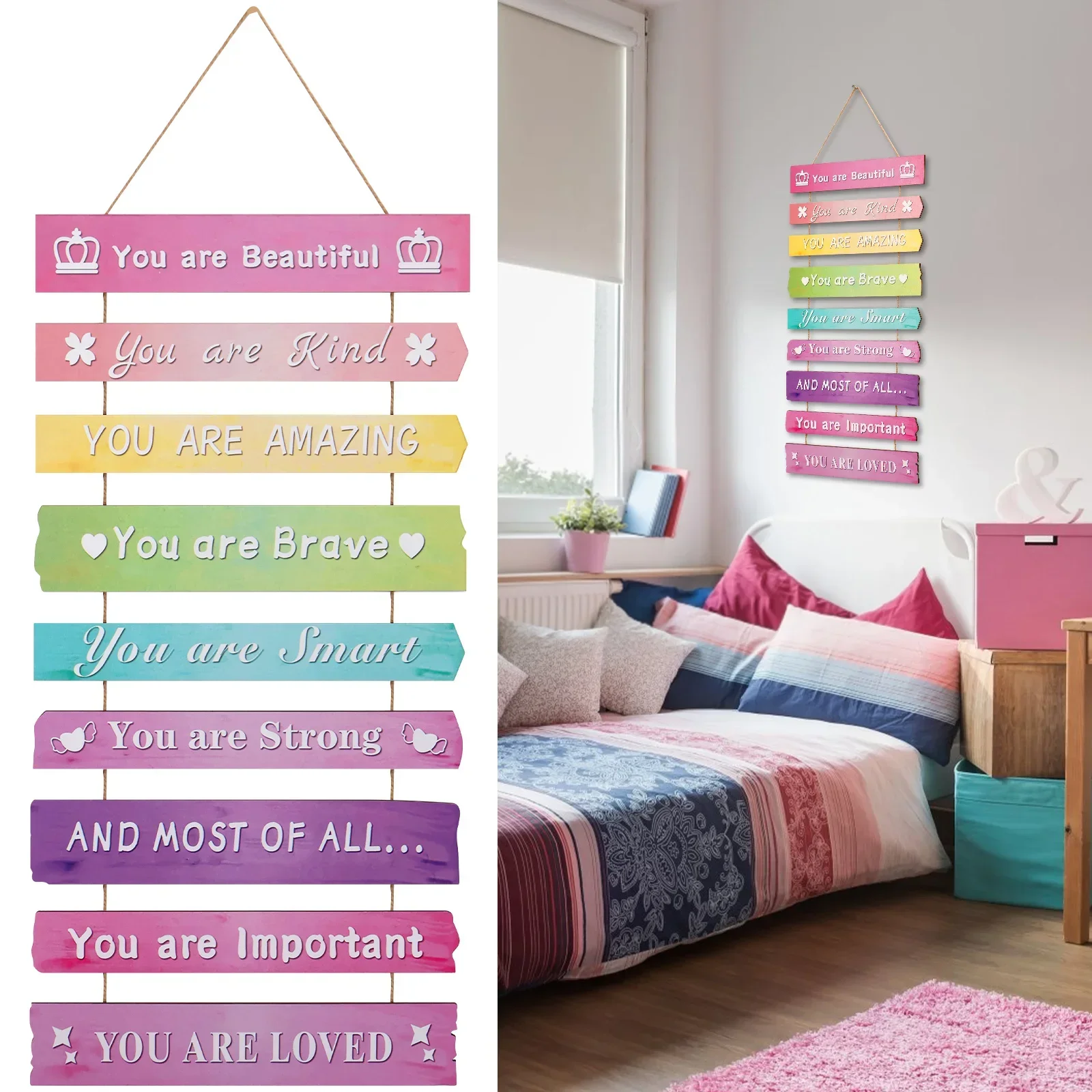 Inspirational Wall Art Decor Space/Dream Themed Bedroom Decor Wooden Motivational Plaque Wall Hanging Sign Inspirational Quotes
