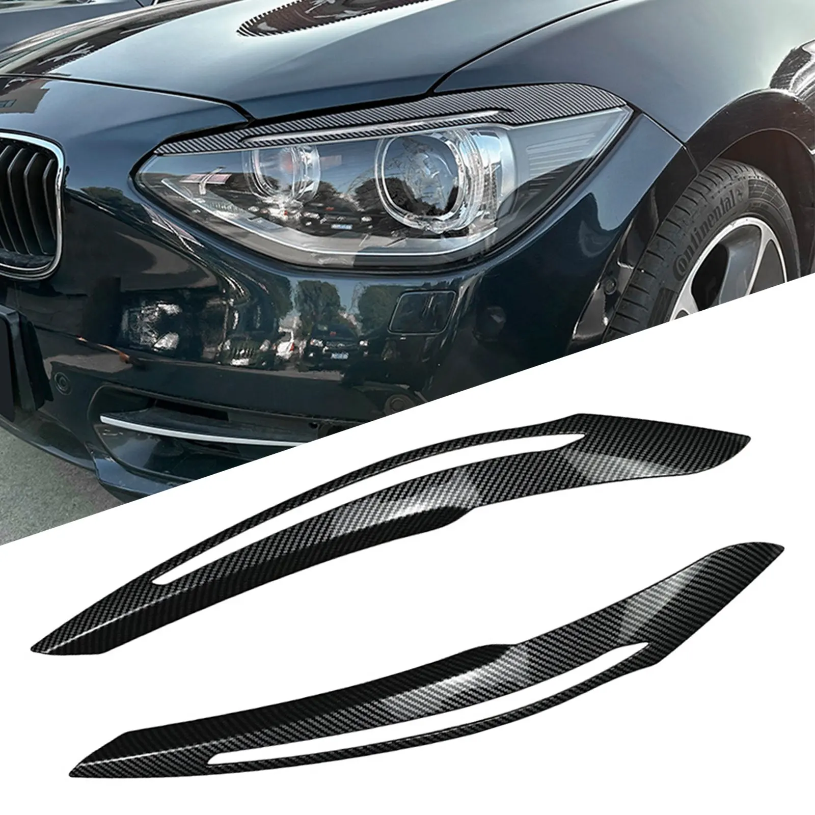 

2x Headlight Eyebrow Eyelids Cover Trim Black For BMW 1 Series F20 F21 2011-2014
